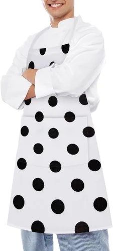 Miniatura 4 de Personalized Polka Dot Adult Apron, Kitchen Cooking Aprons for Woman Man, Adjustable Bib Apron with Pocket for Baking, BBQ Crafting Outdoors, Dining