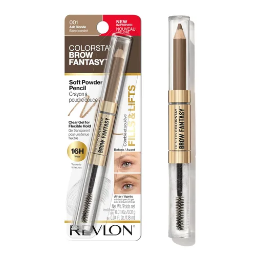 Revlon ColorStay Brow Fantasy, lápiz de polvo para cejas todo en uno con gel transparente moldeador, gel infundido con pantenol, a prueba de Rubio