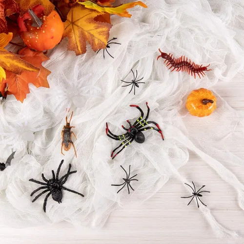 Miniatura 2 de Whaline Tela espeluznante blanca de Halloween de 197 x 87 pulgadas, ropa de gasa espeluznante, decoración de Halloween para casas embrujadas