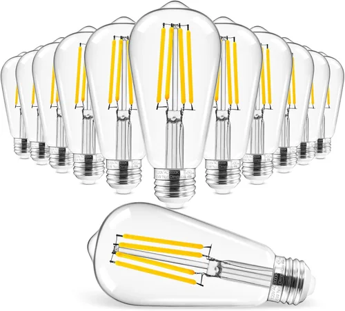 Miniatura 8 de Hizashi - 6 bombillas led Edison E26 equivalentes a 60 W, no regulables, 2,700 K, blanco cálido, CRI superior a 95, ST19, vintage, base E26, 700