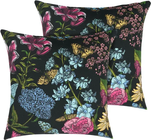 FUNHOME Juego de 2 almohadas decorativas para interiores y exteriores de 18 x 18 pulgadas, almohadas cuadradas repelentes al agua para todo tipo de