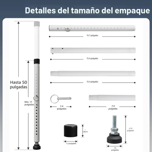 Miniatura 7 de DIIG Barra de Seguridad para Puerta Corrediza, 17.7-50.5 pulgadas Barra de Seguridad de Ventana Ajustable con Puntas de Goma, Diámetro 1 pulgada