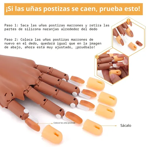 Miniatura 3 de Mano de práctica para uñas acrílicas, flexibles, kit de práctica de entrenamiento de uñas, maniquí falso, manos para uñas, práctica de bricolaje