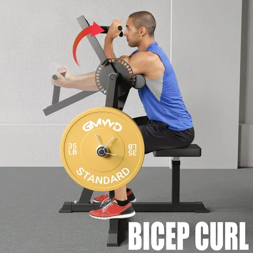 Miniatura 8 de GMWD Máquina de Curl de Bíceps y Tríceps, Máquina de Curls de Bíceps y Extensión de Tríceps con Carga de Placas de 250 Libras, Equipo de Ejercicio 2