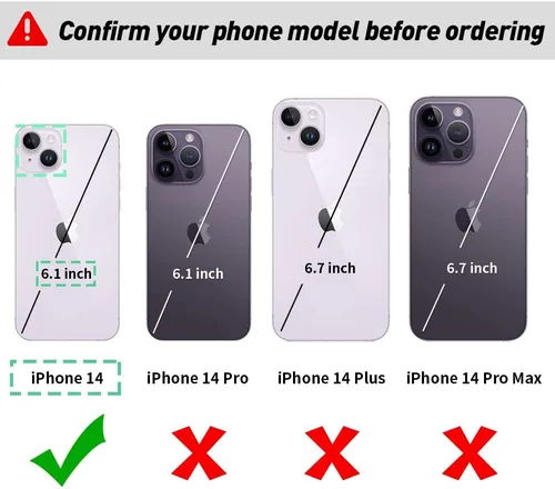 Miniatura 2 de LAMEEKU Funda tipo cartera diseñada para iPhone 14 con tarjetero y cadena cruzada para mujer, funda RFID a prueba de golpes, compatible con iPhone