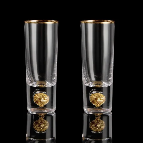 Miniatura 13 de DUJUST Vasos de chupito de diamante (1.5 onzas), juego de chupitos de cristal decorado con copos de hoja de oro de 24 quilates, vasos de chupito