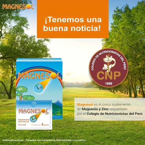 Miniatura 2 de Suplemento de magnesio - Cloruro de magnesio con óxido de zinc - Forma de polvo - 260 mg / 33 bolsitas 1 paquete