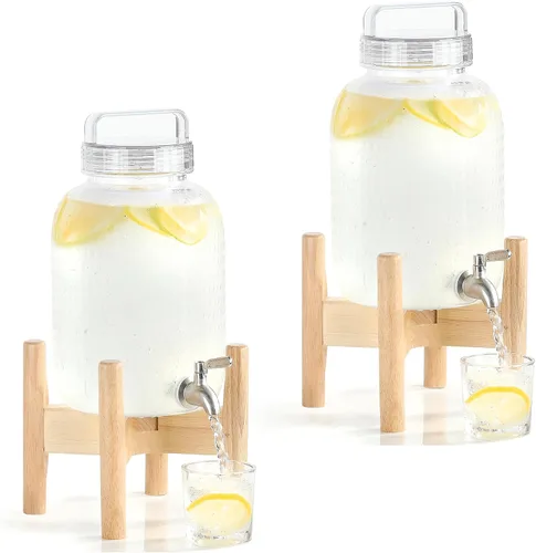 Miniatura 10 de EGGKITPO Dispensadores de bebidas de 1.5 galones con grifo y elegante soporte para fiestas, dispensador de limonada de policarbonato con soporte