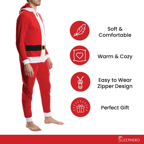 Miniatura 5 de SLEEPHERO - Pijama de Navidad para hombre, diseño de una sola pieza (estilo mameluco)
