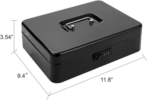 Miniatura 6 de Caja de efectivo con bandeja de dinero y cerradura de combinación, caja de dinero de metal para caja registradora, caja de seguridad escalonada