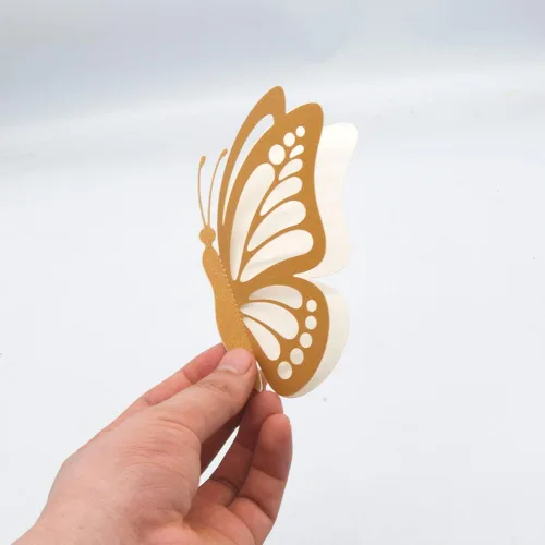 Miniatura 4 de 20 calcomanías de pared con mariposas 3D, calcomanías de papel de doble capa, calcomanías de mariposa extraíbles para decoración de salas de estar