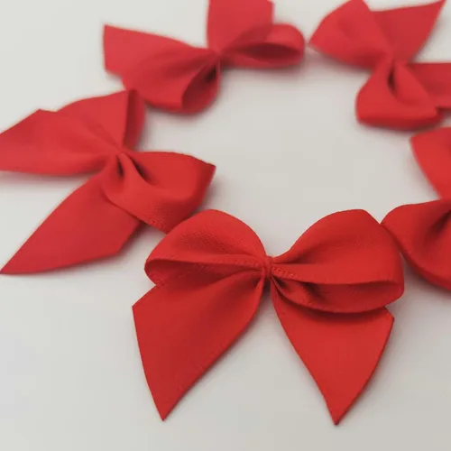 Miniatura 6 de 50 piezas mini lazos de cinta de satén de 1.6 pulgadas para manualidades, pequeños lazos rojos para decoración de Navidad Embalishement (1.6"-Rojo)