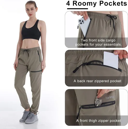 Miniatura 5 de Pantalones deportivos tipo cargo de senderismo para mujer pantalones deportivos capris casuales ligeros de secado rápido UPF 50