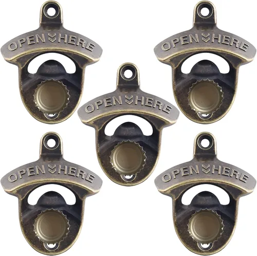 Miniatura 15 de Abrebotellas de cerveza magnética negra para montar en la pared, con imanes incrustados, 5 unidades Negro