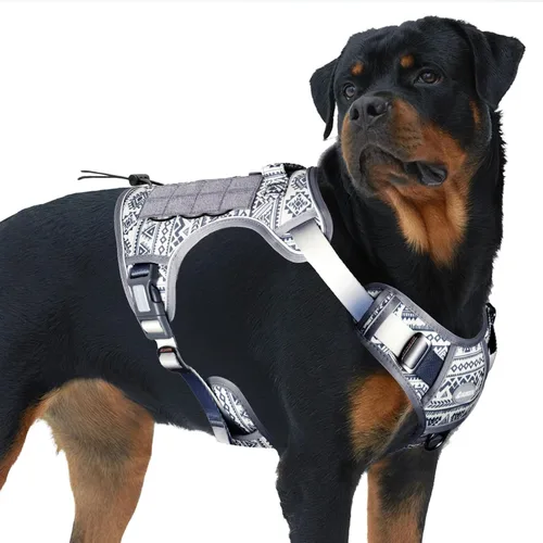 Miniatura 19 de Auroth - Arnés táctico para perros pequeños y medianos, sin tirones, arnés ajustable para mascotas, reflectante, K9, entrenamiento, trabajo, de Gris