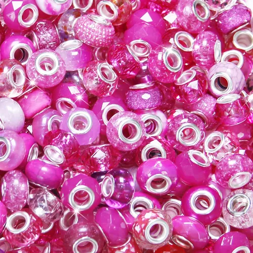 Miniatura 20 de ZYEHXED 60 Piezas Cuentas Negras de Agujero Grande, Cuentas Grandes de Artesanía Europea, Cuenta de Lampwork Murano de Agujero Grande, Cuenta