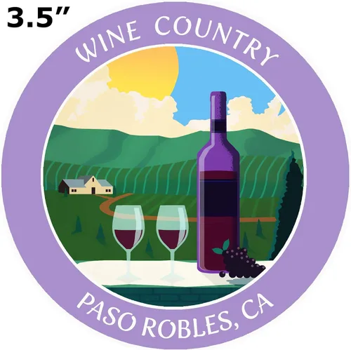 Miniatura 2 de Vinyard - Wine Country - Paso Robles, California 3.5 pulgadas DIY Adhesivo de vinilo adhesivo de aventura vacaciones tema novedad apliques Lavanda