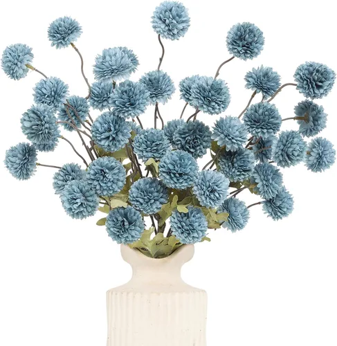 Miniatura 16 de DuHouse 6 piezas de flores artificiales de seda falsa pompón, mini rosa falsa pequeña con tallos para ramos de bodas, centros de mesa, jarrones, Café