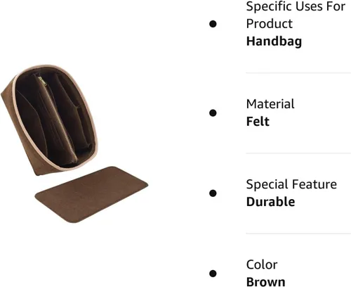 Miniatura 8 de Organizador de bolsos y modelador de base para Speedy 30 & Neverfull mm, organizador de bolsas de fieltro para bolsos con cremallera de metal bolsa