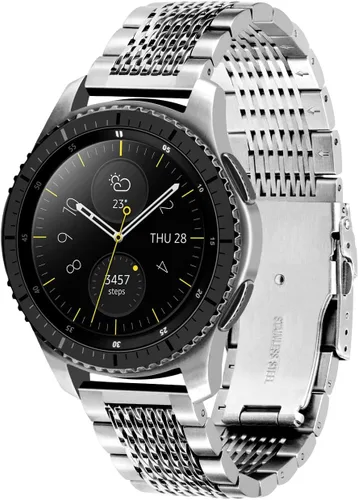 Kai Tian Compatible con Samsung Gear S3 Band 0.866 in Correa de reloj de malla de acero inoxidable para Samsung Galaxy Watch 1.811 in, Gear S3