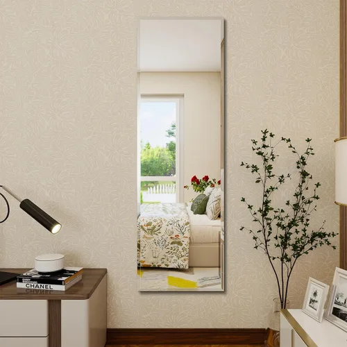 Miniatura 11 de Espejo de longitud completa para colgar en la puerta, 51x16 pulgadas de longitud completa, espejo colgante sin marco biselado, para dormitorio