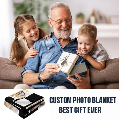 Miniatura 5 de Mantas personalizadas para papá, regalos para el mejor papá de la historia, mantas personalizadas con fotos, manta personalizada de día del padre