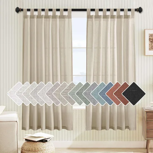 Miniatura 47 de H.VERSAILTEX Cortinas aireadas mezcladas de lino natural con pestaña superior para sala de estar, decoración del hogar, material suave y rico que