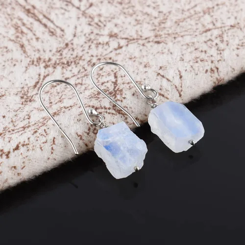 Miniatura 7 de Aretes colgantes de cristal crudo para mujeres y niñas Joyas de piedras preciosas naturales Joyas de piedra natal Plata de ley 925 Aretes