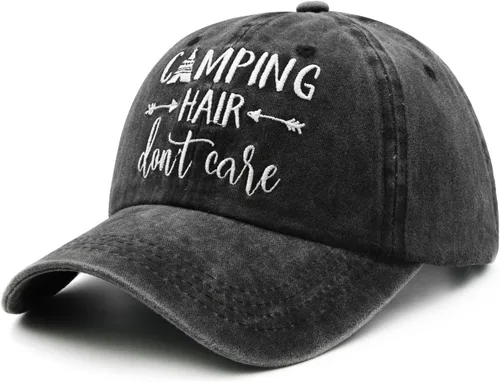 Miniatura 4 de Gorra de béisbol bordada para acampar con texto en inglés "Don't Care", ajustable, para mujeres y hombres