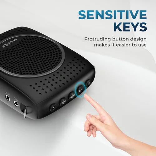 Miniatura 5 de Juego de micrófono y altavoz de voz ultra portátil, mini altavoz con 2 micrófonos, amplificador recargable con micrófono Lavalier/Auriculares
