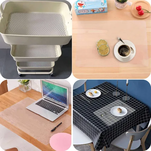 Miniatura 7 de Manteles individuales de plástico para mesa de comedor, manteles individuales translúcidos, 8 piezas resistentes al calor, lavable para comedor