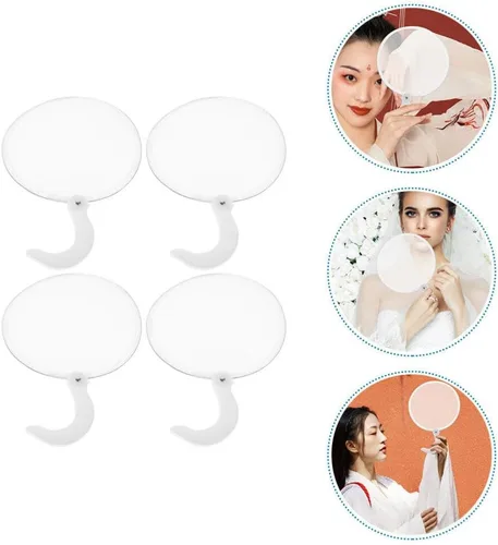 Miniatura 7 de BESTOYARD Juego de 4 ventiladores de mano redondos plegables y portátiles, con asa para decoración de bodas de verano y uso en festivales