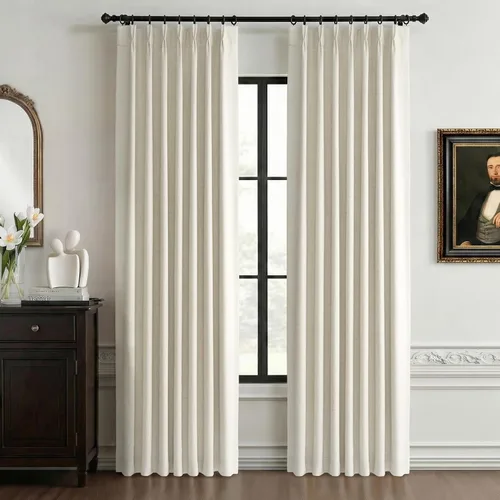Miniatura 16 de 100% Blackout Shield Cortinas opacas con textura y aspecto de lino de 72 pulgadas de largo, juego de 2 paneles de cortinas opacas de lino sintético