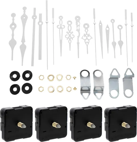 Miniatura 9 de Tofficu Kit de reemplazo de movimiento de reloj de pared DIY con mecanismo de cuarzo silencioso, manecillas de reloj plateadas y cronometraje
