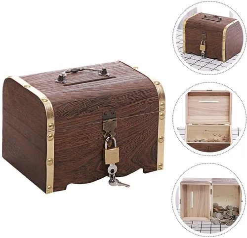 Miniatura 4 de Juego de pecho de metal vintage, caja pirata de estilo europeo con cerradura y llave, caja de regalo para niñas, mujeres y mujeres, talla L
