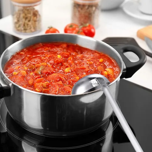Miniatura 6 de meekoo Cucharón de acero inoxidable con mango de sopa con borde de vertido para cocina, cocina, salsa de sopa (4 onzas)