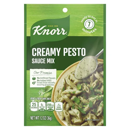 Knorr Mezcla de salsa cremosa para pasta de pesto para comidas simples y acompañamientos, sin sabores artificiales, sin MSG añadido 1.2 oz