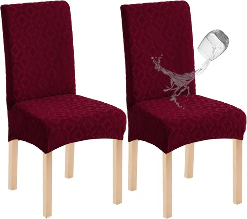 Miniatura 12 de Genina Juego de 4 fundas impermeables para sillas de comedor, extraíbles y lavables, color beige grande