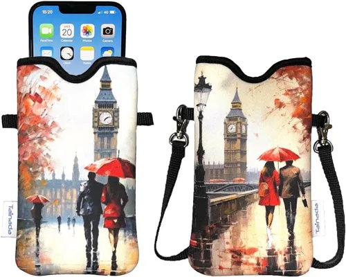Miniatura 109 de Tainada Funda Estuche Bolsa de Neopreno para Teléfono para Hombres y Mujeres con Correa Cruzada/Cordón para el Cuello para iPhone 17/16/15 Pro Max