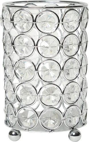 Miniatura 7 de Elegant Designs HG1002-CHR - Jarrón decorativo de cristal Elipse, portavelas, centro de mesa de boda, 6.75 pulgadas, cromado