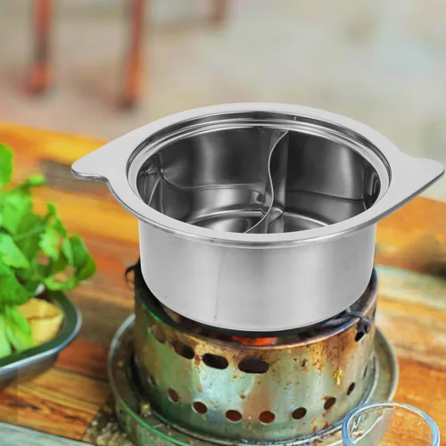 Miniatura 5 de ERINGOGO Olla caliente con divisor, olla antiadherente de acero inoxidable para Shabu Shabu, olla de sopa de doble cara, china para inducción