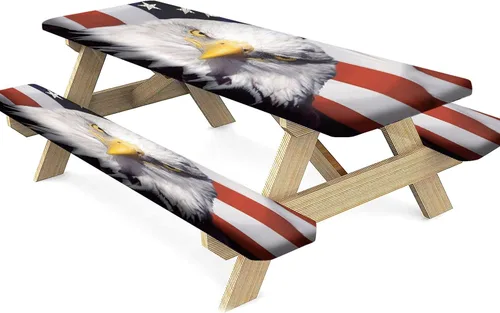 Miniatura 16 de Mantel ajustable para mesa y banco de pícnic de Halloween, diseño de fantasma, impermeable, 28 x 72 pulgadas, juego de 3 piezas, mantel ajustable al