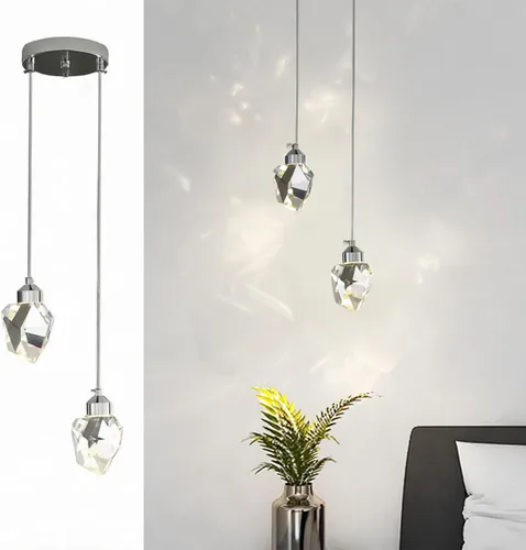 Miniatura 11 de Lámpara colgante moderna de cristal, lámpara colgante LED de 3 colores, lámpara colgante de techo de oro de altura ajustable, para cocina, isla