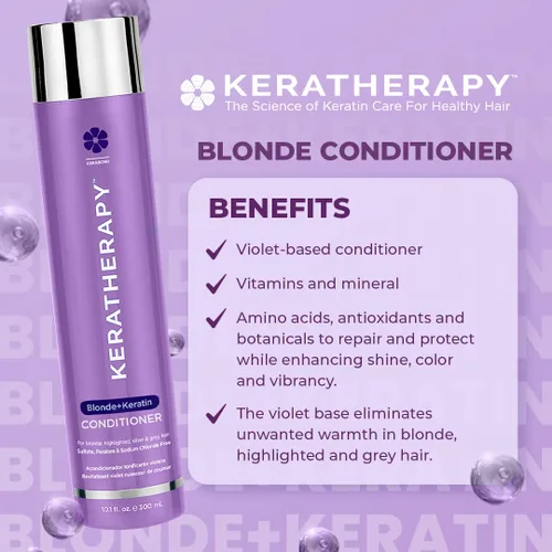 Miniatura 2 de KERATHERAPY Acondicionador tonificante violeta totalmente rubio con infusión de queratina, 10.1 onzas líquidas, 10.1 fl oz – Terapia de queratina
