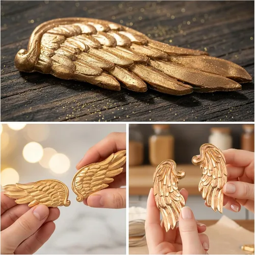 Miniatura 4 de Molde de silicona de alas de ángel, 3 piezas, moldes de fondant de plumas para decoración de pasteles y manualidades, resina de arcilla y chocolate