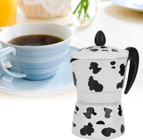 Miniatura 4 de Cafetera de aluminio - Cafetera - Olla de color vaca leche - para el hogar, oficina café (3 tazas leche vaca color 5.1 fl oz)