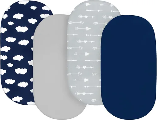 Sábanas para moisés de bebé, paquete de 4 unidades, compatibles con Dream On Me Lacy/Karley Bedside Sleeper/Graco Sense2Snooze/DreamMore Bedside,
