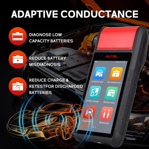 Miniatura 4 de Autel MaxiBAS BT608 - Probador de batería automotriz (actualización gratuita) y analizador de sistema eléctrico, 6V/12V (100-3000 CCA), conductancia