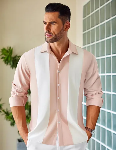 Miniatura 2 de COOFANDY Men's Vintage Bowling Shirt Casual Long Sleeve Button Down Retro Shirt