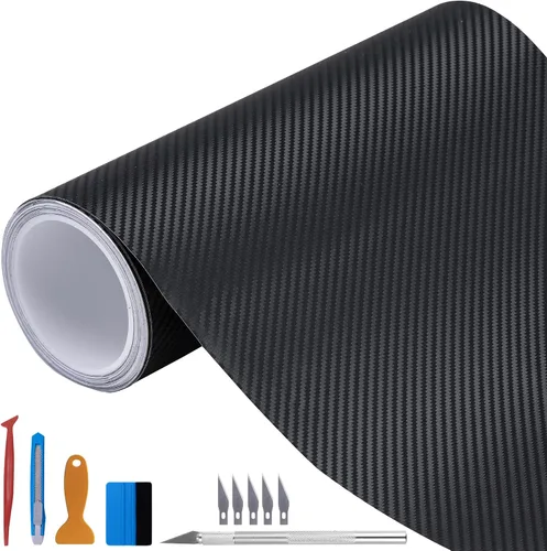 Miniatura 13 de LZLRUN Envoltura de vinilo de fibra de carbono 5D - Calificada para uso al aire libre y en automóviles - 1 pie x 5 pies Incluye espátula y aplicador